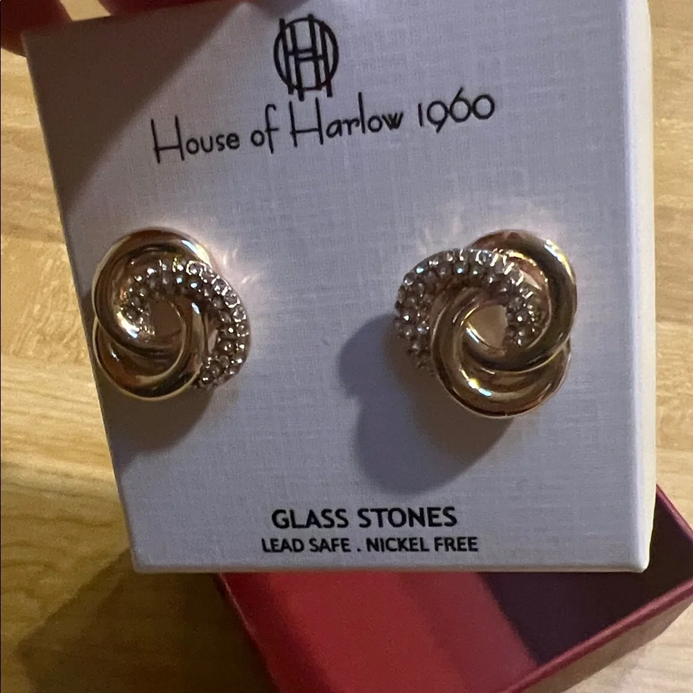 #0500+ House of Harlow 1960 Gold and Silver Twisted Earrings - Picture 3 of 4